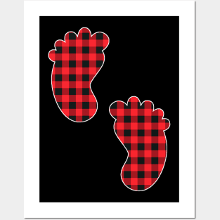 Baby Feet Red Plaid Buffalo Gift Christmas Posters and Art